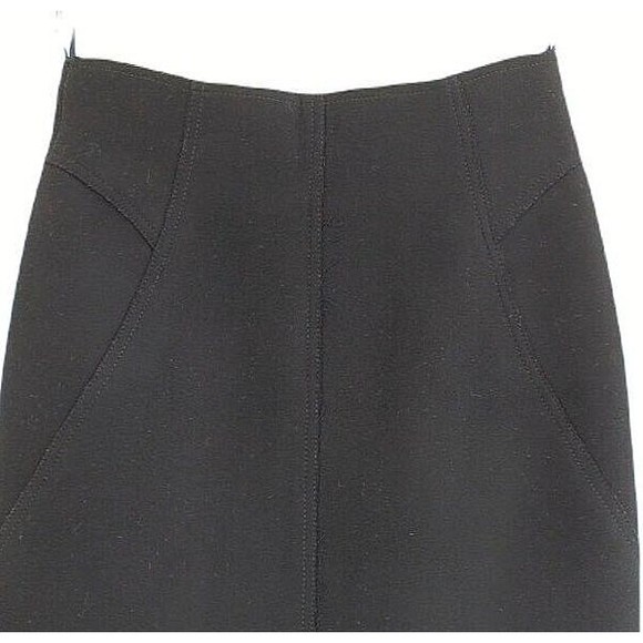 6267 Black Pencil Skirt High Waist Knee Length 100% Virgin Wool Wiggle Midi 40/4 - Picture 1 of 11